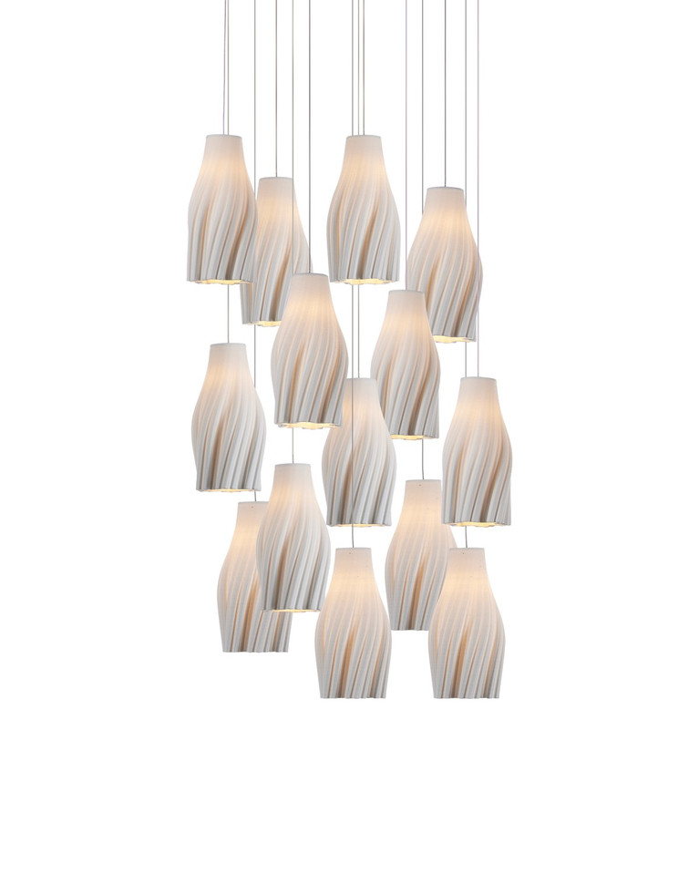 Currey and Company - 9000-1273 - 15 Light Pendant - Posh - White/Silver
