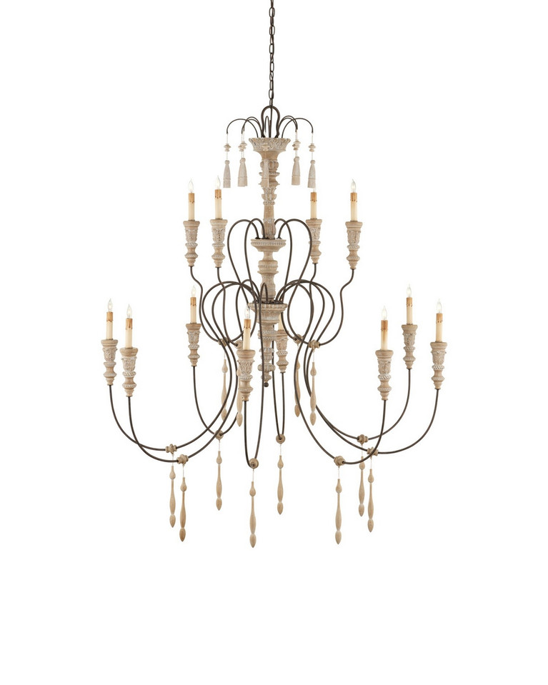 Currey and Company - 9117 - 12 Light Chandelier - Hannah - Stockholm White/Rust