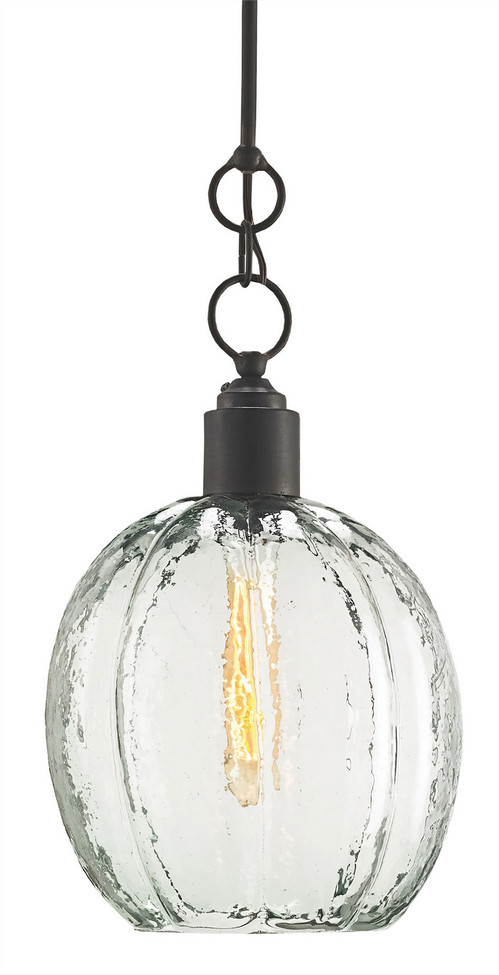 Currey and Company - 9514 - One Light Pendant - Aquaterra - Clear/Old Iron
