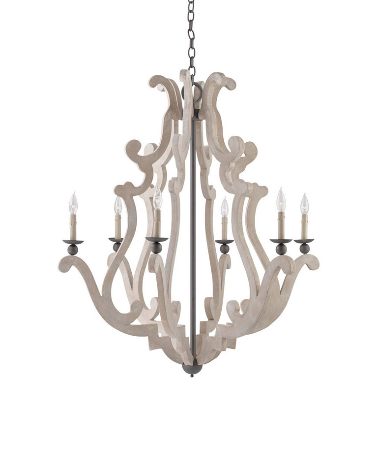 Currey and Company - 9636 - Six Light Chandelier - Durand - Portland/Old Iron