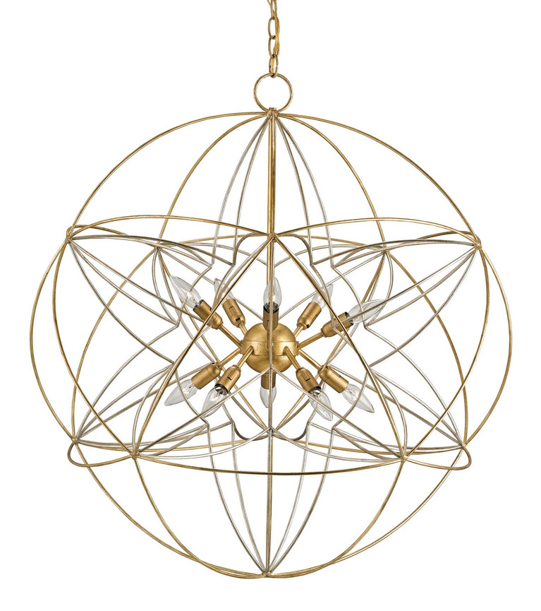 Currey and Company - 9840 - Ten Light Chandelier - Zenda Gold Orb Chandelier - Contemporary Gold Leaf/Contemporary Silver Leaf