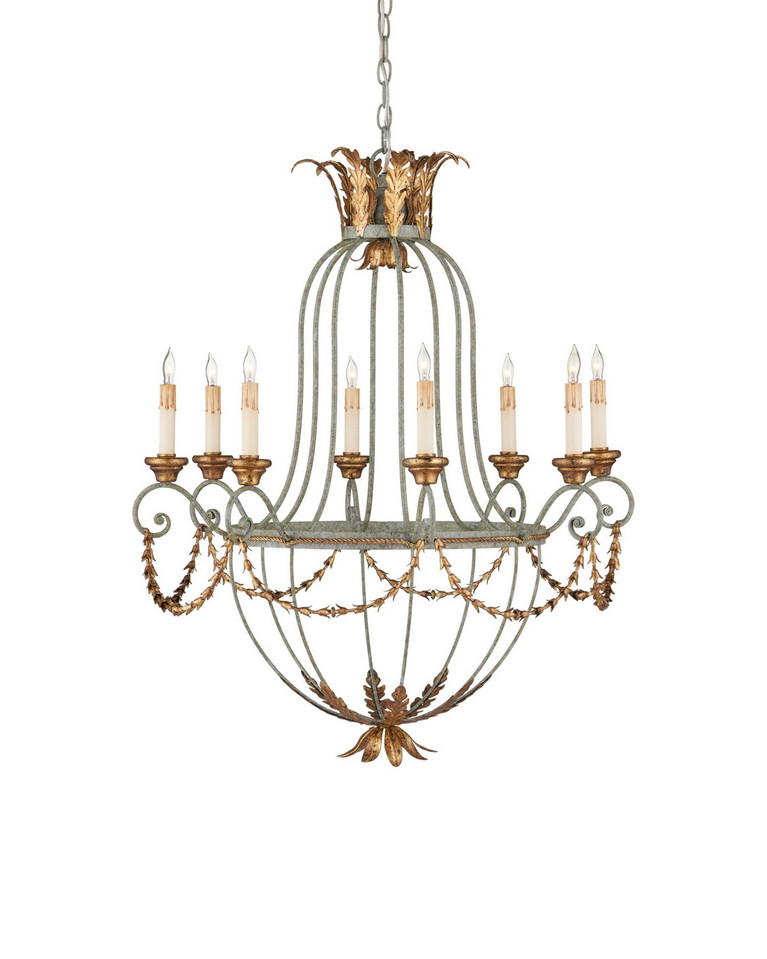 Currey and Company - 9948 - Eight Light Chandelier - Elegance - Etruscan/Gold Leaf