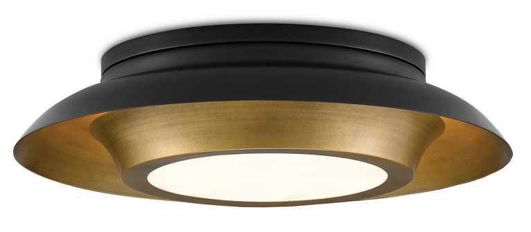 Currey and Company - 9999-0045 - Three Light Flush Mount - Metaphor - Antique Brass/Black/White