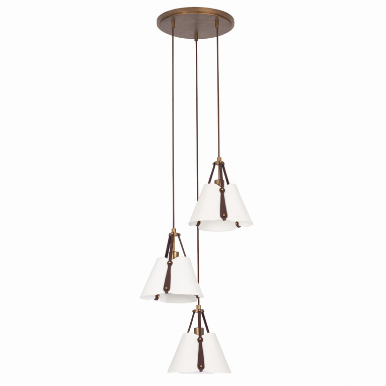 Kalco - 525251PAB - Three Light Pendant - EMBRACE - Pearlized Antique Brass