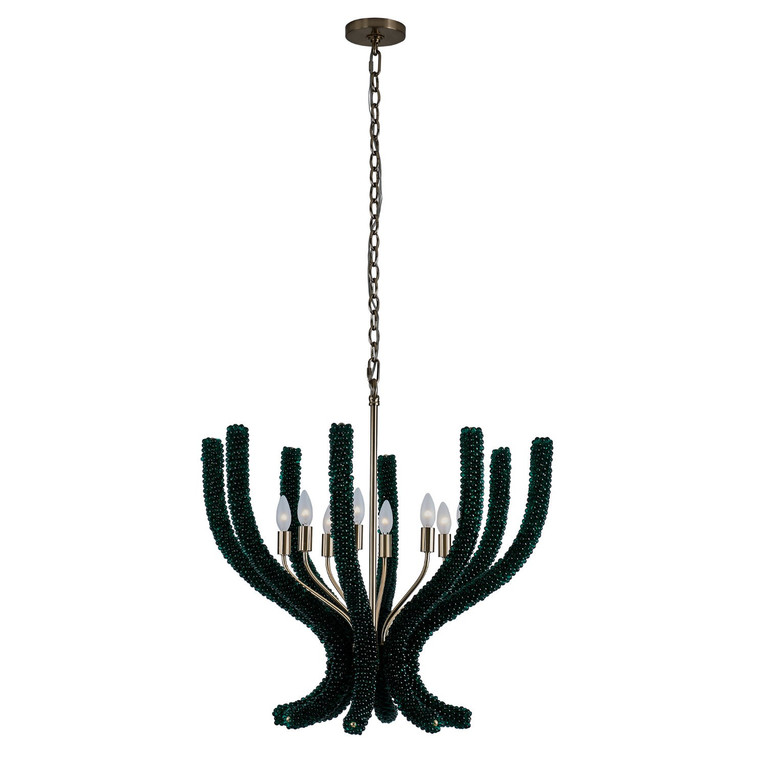 Kalco - 525955BCG/GRN - Eight Light Chandelier - CORAL - Brushed Champagne Gold