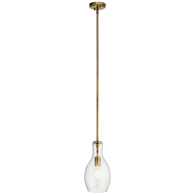 Kichler - 42456NBR - One Light Pendant - Everly - Natural Brass