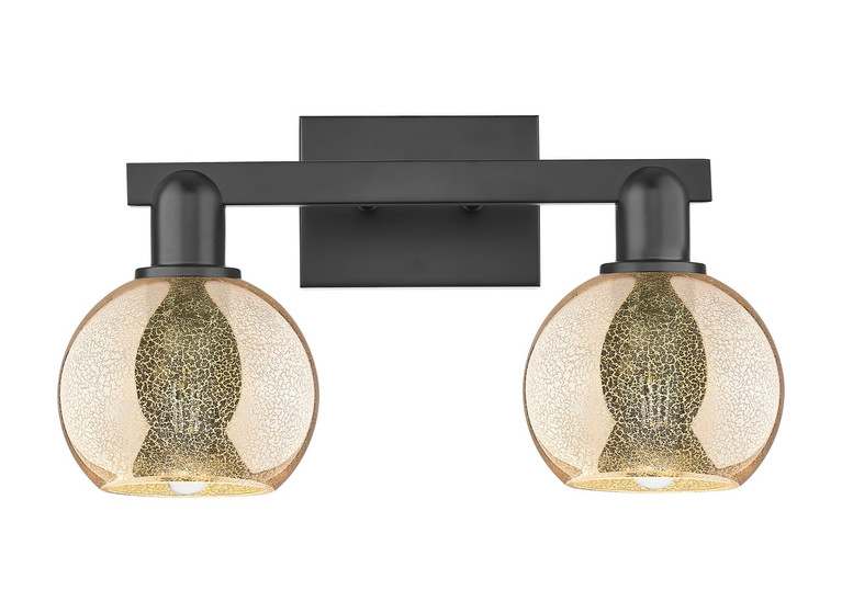 Innovations - 716-2W-BK-G128-6 - Two Light Bath Vanity - Arcadia - Matte Black
