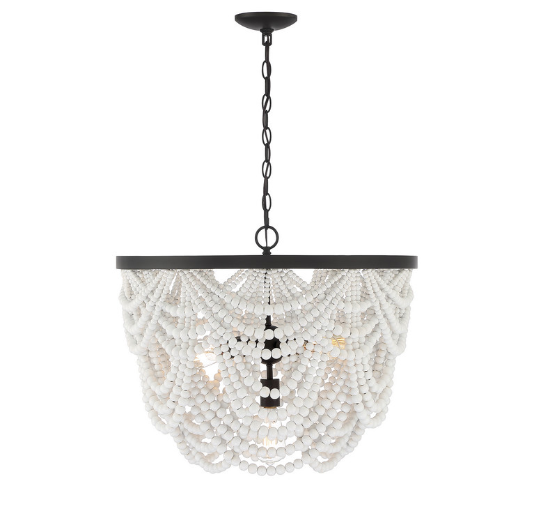 Meridian - M100101GRORB - Five Light Chandelier - Grecian White w/Oil Rubbed Bronze