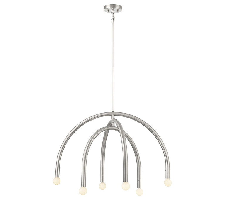 Meridian - M100115BN - Six Light Chandelier - Brushed Nickel