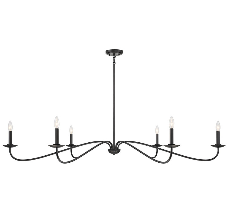 Meridian - M100119MBK - Six Light Chandelier - Matte Black