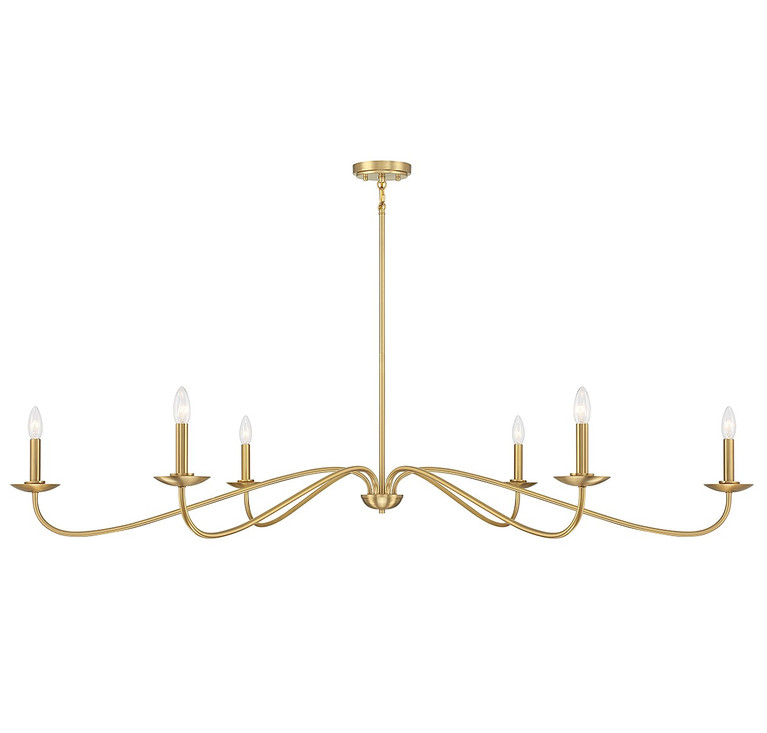 Meridian - M100119NB - Six Light Chandelier - Natural Brass