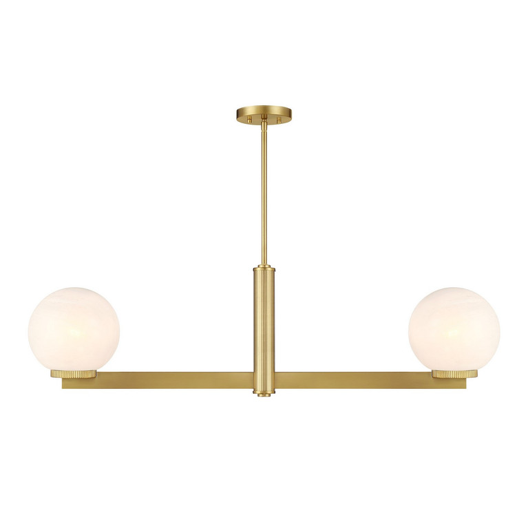 Meridian - M100124NB - Two Light Linear Chandelier - Natural Brass