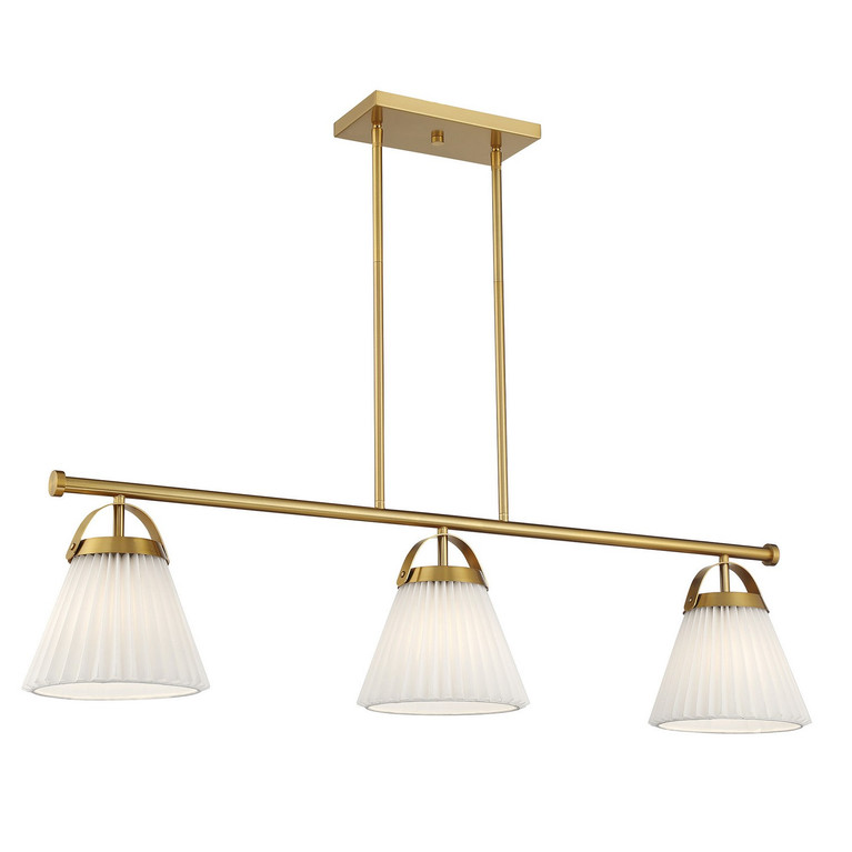Meridian - M100125NB - Three Light Linear Chandelier - Natural Brass