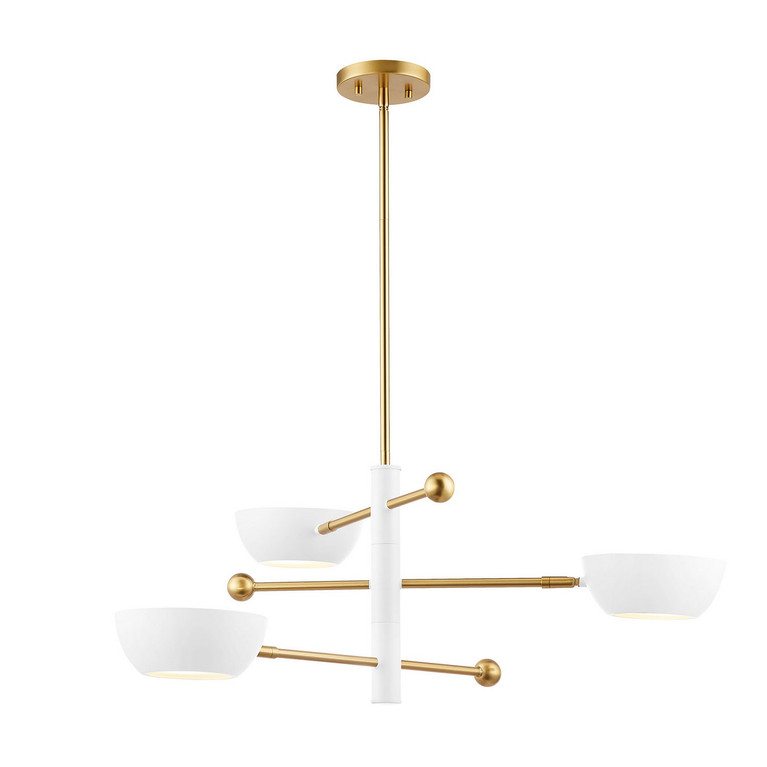 Meridian - M100143WHNB - Three Light Chandelier - White/Natural Brass