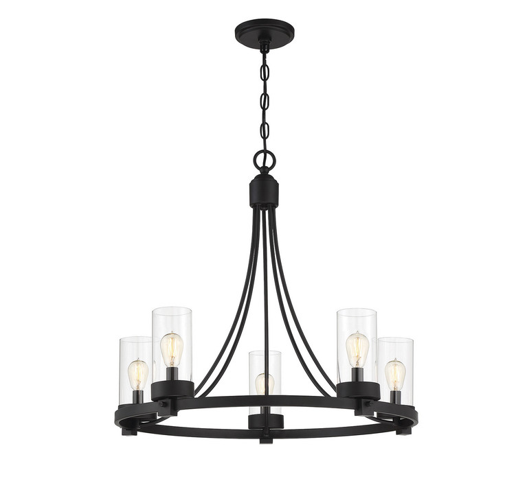 Meridian - M10018MBK - Five Light Chandelier - Mchan - Matte Black
