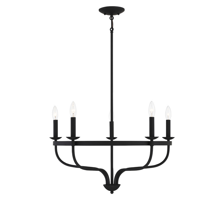 Meridian - M10087MBK - Five Light Chandelier - Matte Black