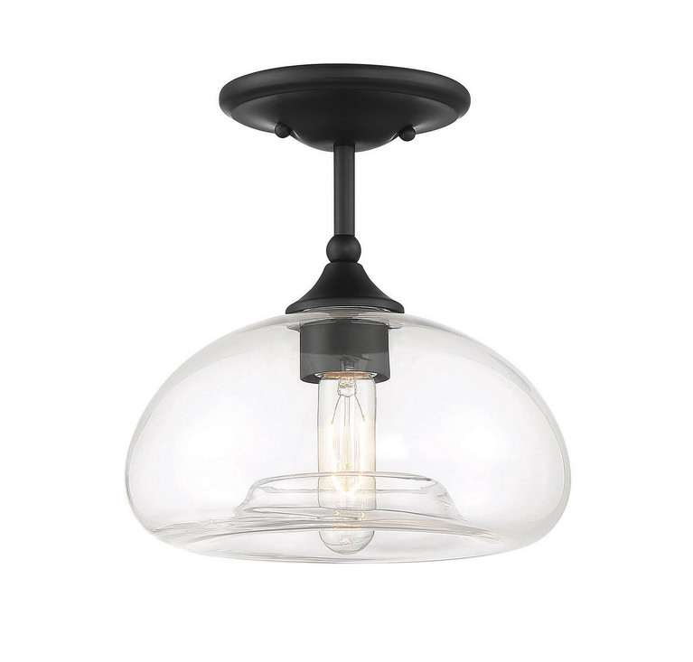 Meridian - M60017MBK - One Light Semi-Flush Mount - Msemi - Matte Black