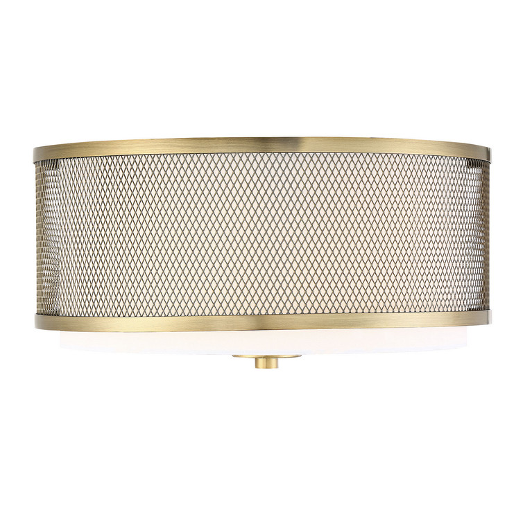 Meridian - M60018NB - Three Light Flush Mount - Msemi - Natural Brass