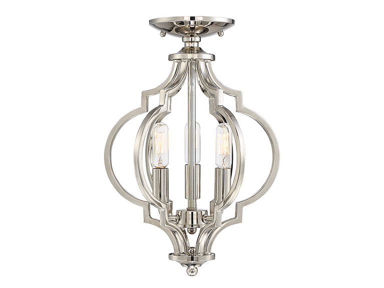 Meridian - M60055PN - Three Light Convertible Semi-Flush/Pendant - Msemi - Polished Nickel