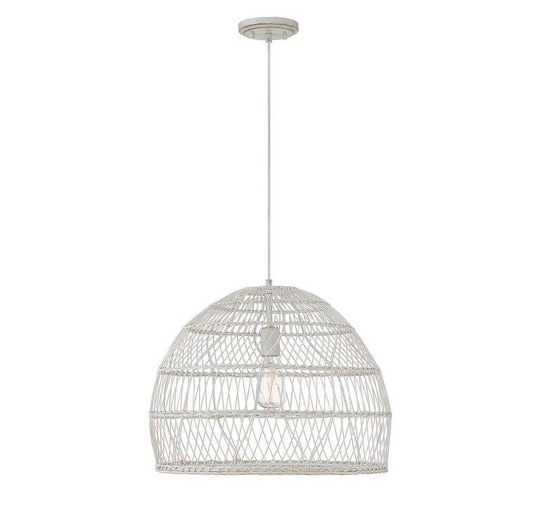Meridian - M70106WR - One Light Pendant - White Rattan w/White