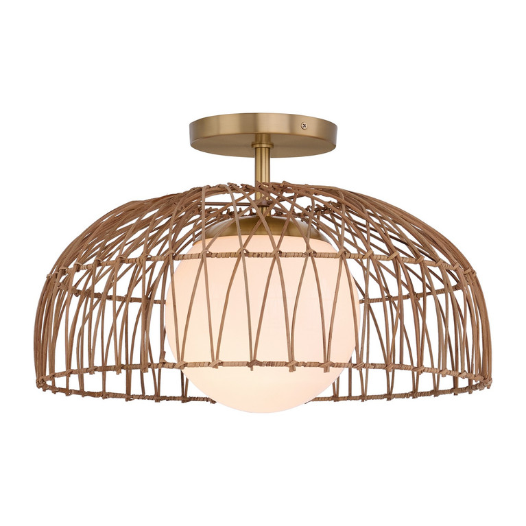 Meridian - M7043NB - One Light Convertible Pendant/Semi-Flush - Natural Brass