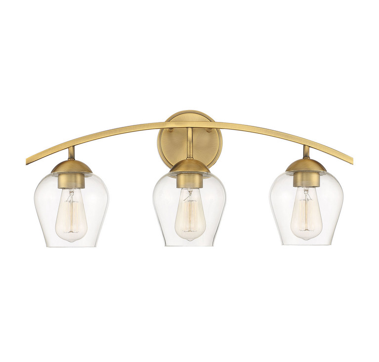 Meridian - M80032NB - Three Light Bathroom Vanity Light - Mbath - Natural Brass
