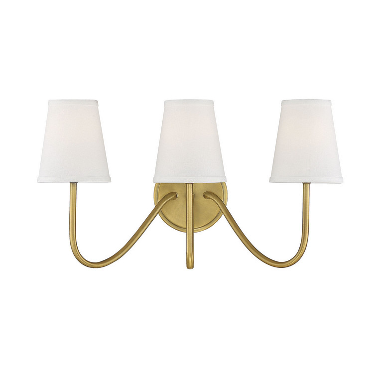 Meridian - M90056NB - Three Light Wall Sconce - Mscon - Natural Brass