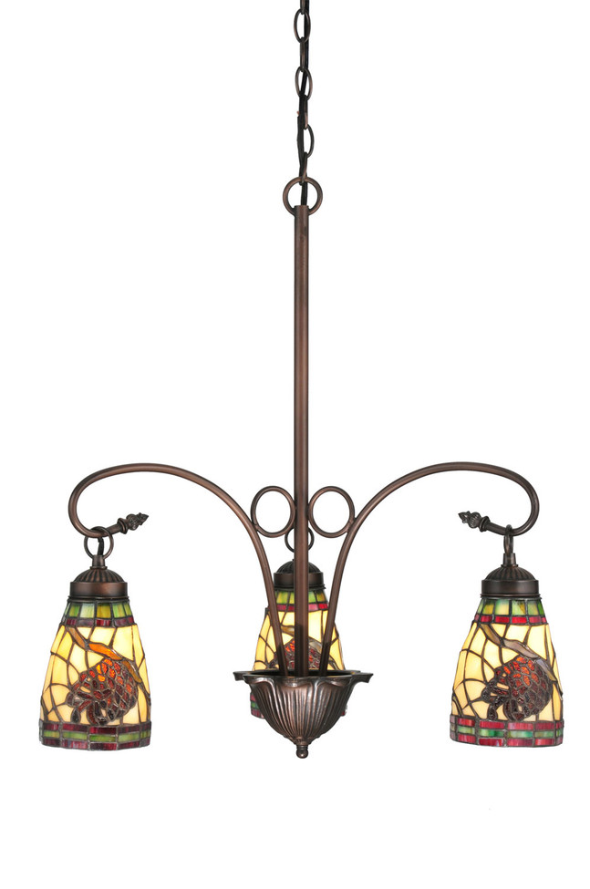 Meyda Tiffany - 106292 - Three Light Chandelier - Pinecone - Mahogany Bronze