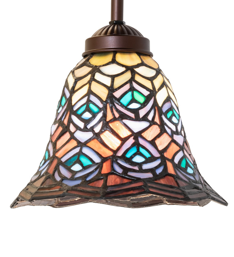 Meyda Tiffany - 106824 - One Light Pendant - Tiffany Peacock Feather - Mahogany Bronze