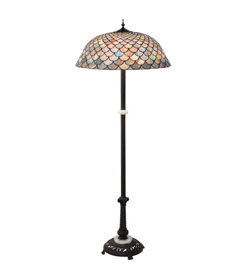 Meyda Tiffany - 108588 - Three Light Floor Lamp - Tiffany Fishscale - Mahogany Bronze