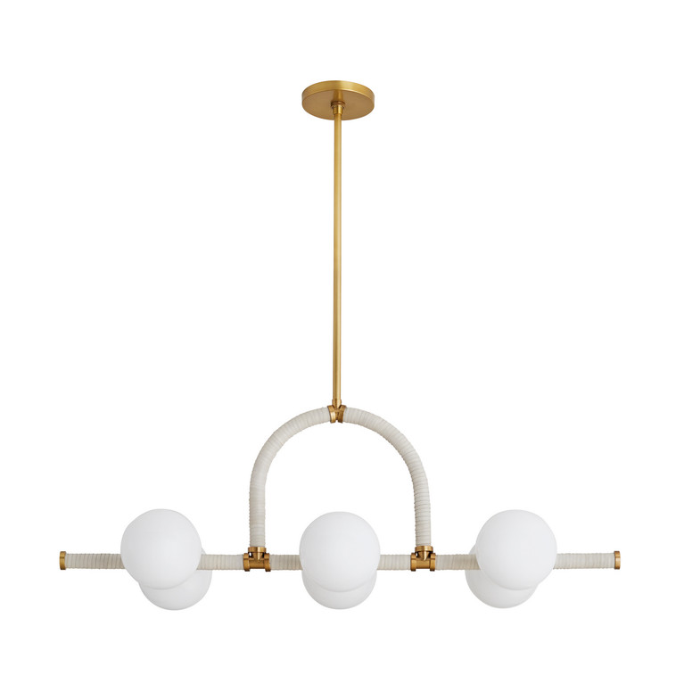 Arteriors - 89467 - Six Light Linear Chandelier - Harrison - Antique Brass
