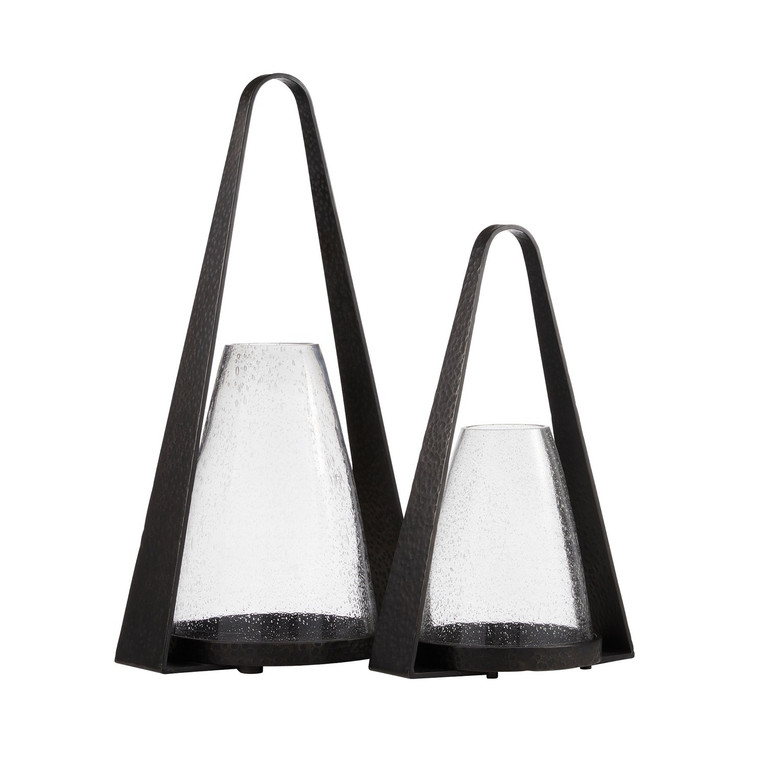 Arteriors - ACI04 - Hurricanes Set of 2 - Dayton - Clear/Blackened Iron