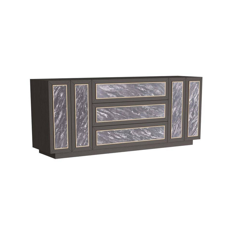Arteriors - FZS03 - Credenza - Vernier - Gray Faux Marble/Ebony Oak Veneer/Vintage Brass