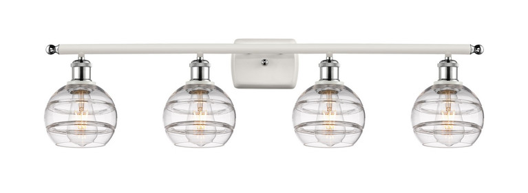 Innovations - 516-4W-WPC-G556-6CL - Four Light Bath Vanity - Ballston - White Polished Chrome