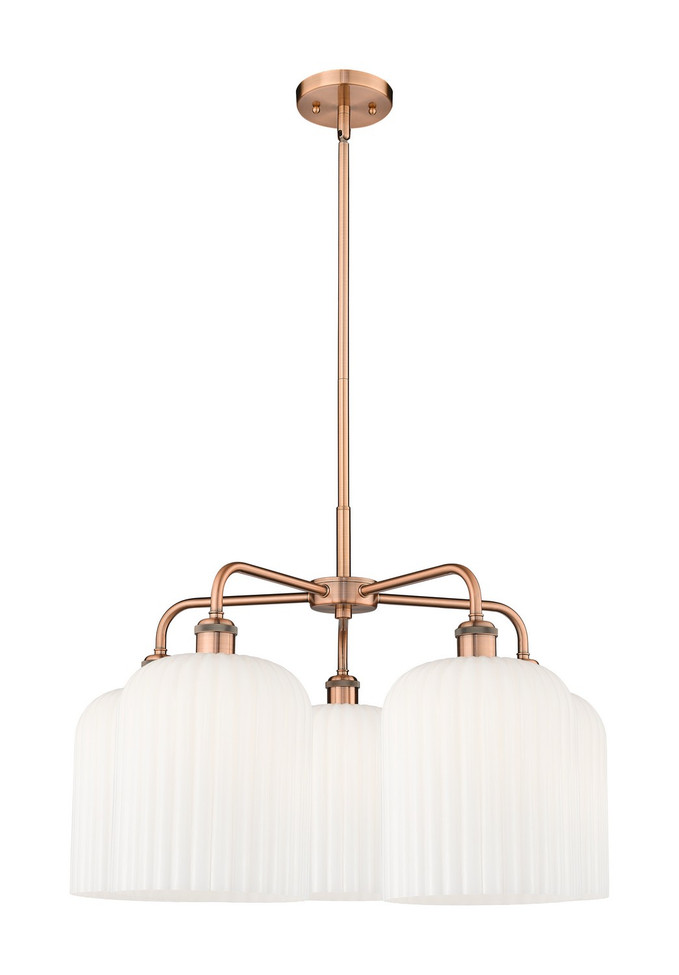 Innovations - 516-5CR-AC-G559-8GWH - Five Light Chandelier - Ballston - Antique Copper