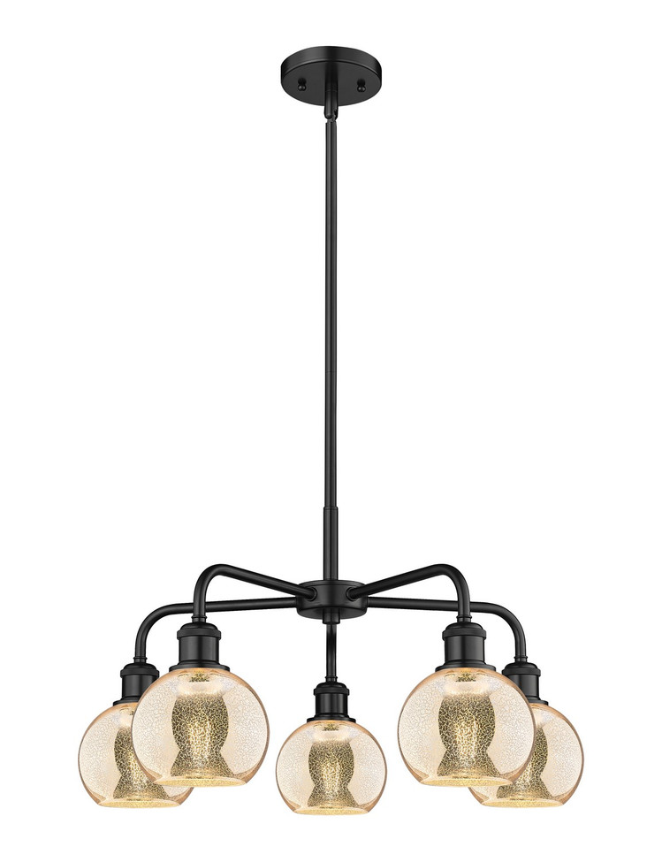 Innovations - 516-5CR-BK-G128-6 - Five Light Chandelier - Ballston - Matte Black