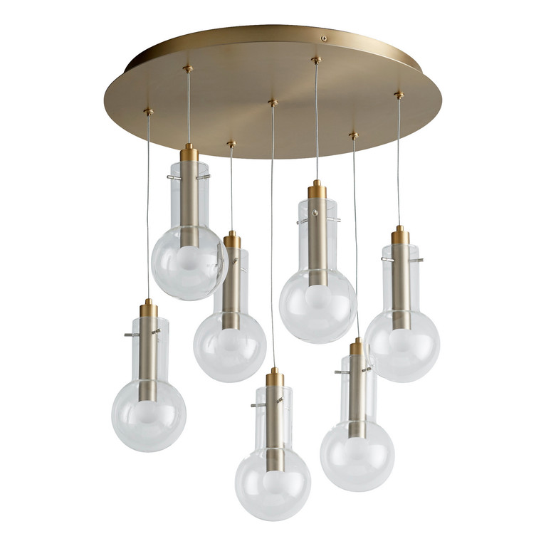 Cyan - 11396 - LED Pendant - Primo - Aged Brass