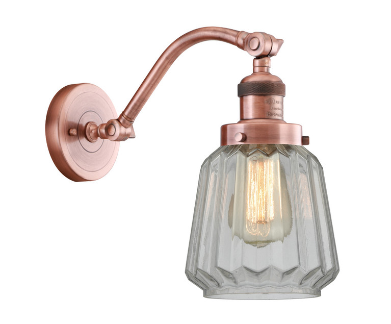 manufacturer_finish:Antique Copper|manufacturer_glass:Clear Chatham|light_output:220.00lm|color_temperature:2200K|cri:99