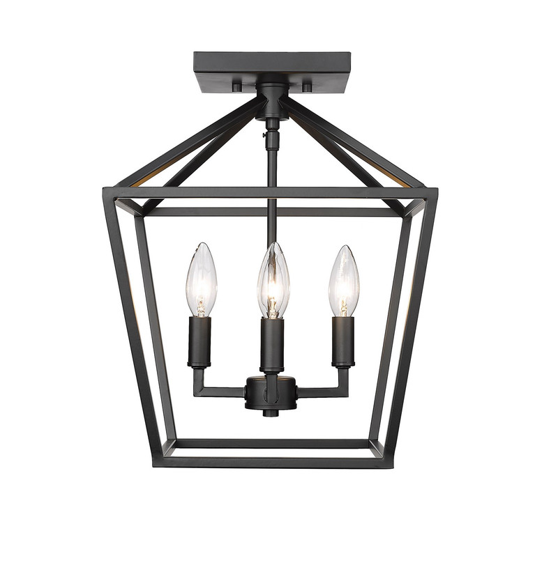 Millennium - 3334-MB - Four Light Semi Flush Mount - Corona - Matte Black