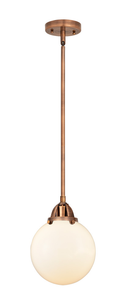 manufacturer_finish:Antique Copper|manufacturer_glass:Cased Matte White Beacon|light_output:220.00lm|color_temperature:2200K|cri:99