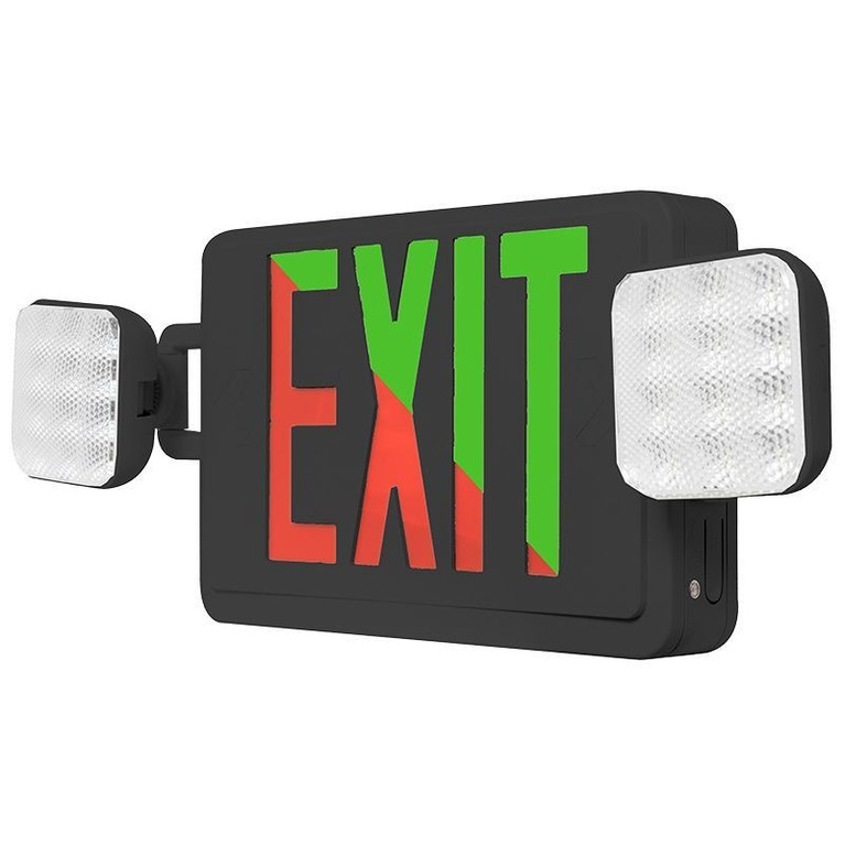 Westgate - XTU-CL-RG-EM-BK - Combo Emergency Light Exit Sign Bi-Color