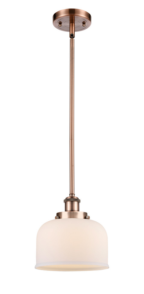 manufacturer_finish:Antique Copper|manufacturer_glass:Cased Matte White Large Bell|light_output:220.00lm|color_temperature:2200K|cri:99