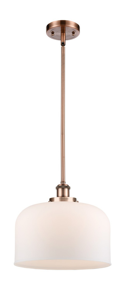 manufacturer_finish:Antique Copper|manufacturer_glass:Cased Matte White X-Large Bell|light_output:220.00lm|color_temperature:2200K|cri:99