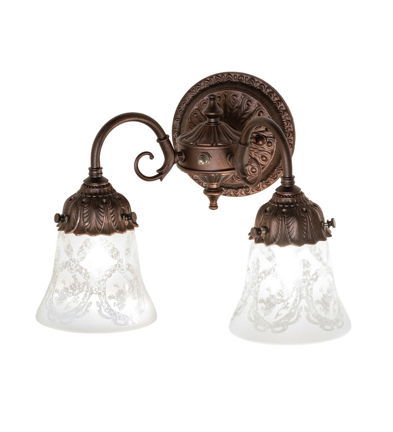 Meyda Tiffany - 294017 - Two Light Wall Sconce - Wreath & Garland - Mahogany Bronze