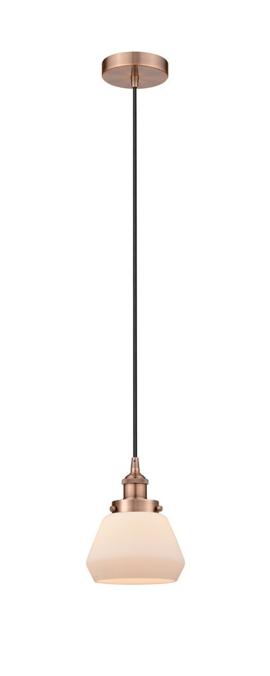 manufacturer_finish:Antique Copper|manufacturer_glass:Cased Matte White Fulton|light_output:220.00lm|color_temperature:2200K|cri:99