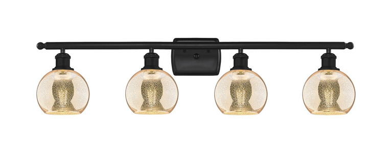 Innovations - 516-4W-BK-G128-6 - Four Light Bath Vanity - Ballston - Matte Black