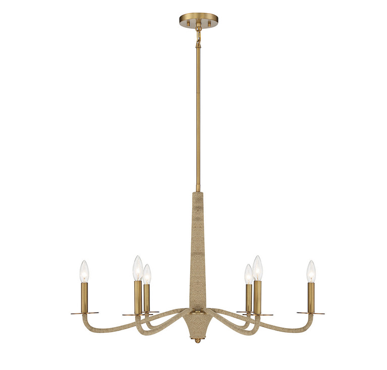 Savoy House - 1-1824-6-320 - Six Light Chandelier - Cannon - Warm Brass/Rope