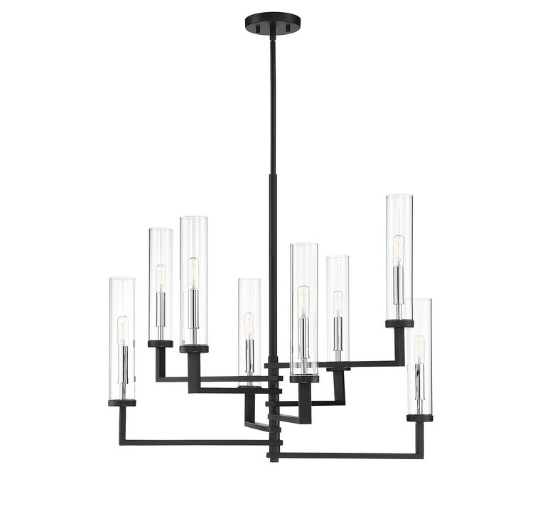 Savoy House - 1-2139-8-67 - Eight Light Chandelier - Folsom - Matte Black w/Polished Chrome Accents