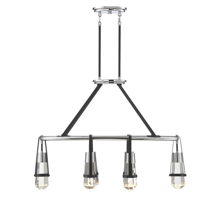 Savoy House - 1-7708-6-67 - LED Linear Chandelier - Denali - Matte Black with Polished Chrome Accents