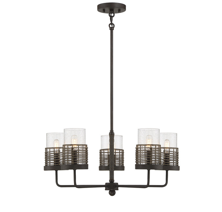 Savoy House - 1-7778-5-181 - Five Light Convertible Semi-Flush - Granada - Gunsmoke with Gray Rattan